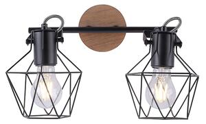 Ipari mennyezeti lámpa fekete, fa 2-lámpás - Sven
