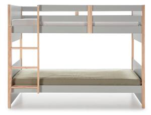 Kiara szürke gyerek emeletes ágy borovi fenyő lábakkal, 90 x 190 cm - Marckeric