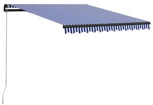 VidaXL kék és fehér kézzel kihúzható LED-es napellenző 300 x 250 cm