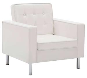 Modern Fehér Műbőr Fotel - Chesterfield Stílus - 75x70x75 cm