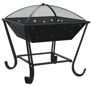 VidaXL acél XXL méretű tűztál piszkavassal 50 cm