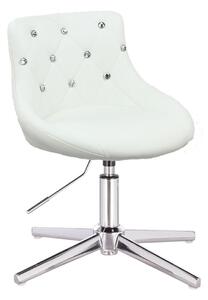 HC931CROSS Fehér modern műbőr szék krómozott lábbal