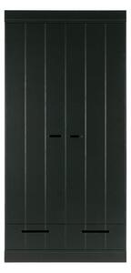 Connect fekete ruhásszekrény borovi fenyő konstrukcióval, szélesség 94 cm - WOOOD