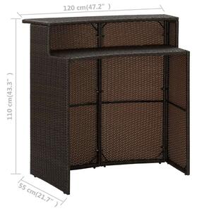 Polyrattan Bárasztal - Barna - 120x55x110 cm
