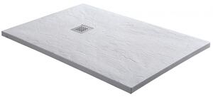 KRETA 80/120 aszimmetrikus öntött márvány zuhanytálca, fehér
