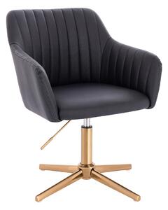 HR190CROSS Fekete Modern Műbőr Szék Arany lábbal