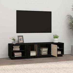 VidaXL Tömörfenyő TV-szekrény - Fekete - 156x40x40 cm