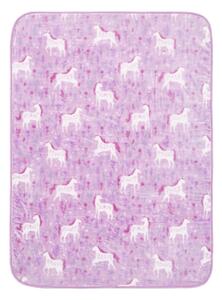 Rózsaszín gyerek ágytakaró unikornis mintával, 120 x 150 - Catherine Lansfield