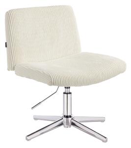 HR150CROSS Fehér Modern Kordbársony Szék Krómozott lábbal