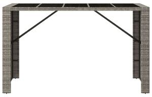 Szürke polyrattan üveglapos kerti asztal 185 x 80 x 110 cm
