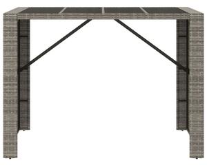 Szürke polyrattan üveglapos kerti asztal 145 x 80 x 110 cm