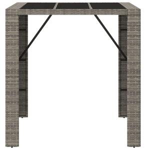 Szürke polyrattan üveglapos kerti asztal 105 x 80 x 110 cm