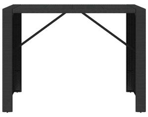 Polyrattan Bárasztal - Fekete - 145x80x110 cm