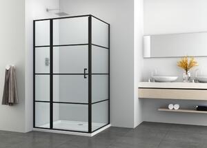 ELITE BLACK aszimmetrikus szögletes sarok zuhanykabin osztott nyílóajtóval