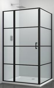 ELITE BLACK aszimmetrikus szögletes sarok zuhanykabin osztott nyílóajtóval