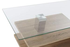 Asztal kávé-s üveg mdf 110x60x45 természetes
