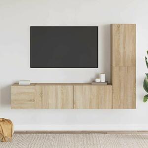 3 részes Falra Szerelhető TV Szekrény - Sonoma Tölgy