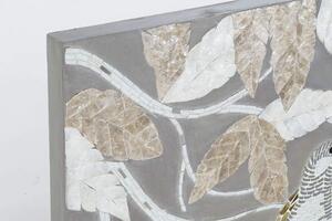 Dekoráció falra üveg mdf 90x4x70 levelek madarak
