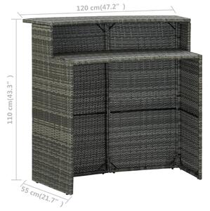 Kertre Kész Polyrattan Bárasztal - 120x55x110 cm
