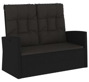 Polyrattan Kerti Pad - Dönthető - 118 cm - Fekete