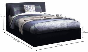 KONDELA Dupla ágy rakodótérrel, fekete, 160x200, KERALA