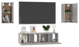 4 részes betonszürke forgácslap tv-szekrényszett