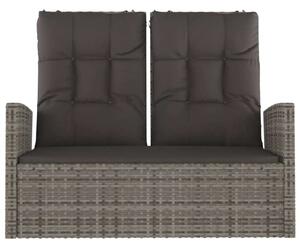 Polyrattan Kerti Pad - Dönthető - 118 cm - Szürke