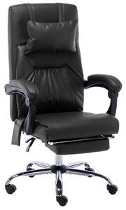 Ergonomikus Masszázsos Irodai szék - Fekete Műbőr - Lábtartóval