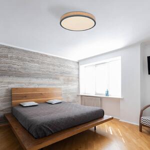 Globo Doro LED mennyezeti lámpa, Ø 45 cm, sötét grafit/fa, fa, 830, Sötét fa, Nappali / Étkező, Fa, Modern