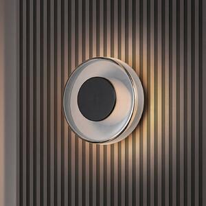 Trio Lighting LED fali lámpa Celeste, fekete/króm, Ø 22 cm üveg, fényerőszabályzó, dimmelhető, Króm / ezüst, Nappali / Étkező, Üveg, Modern
