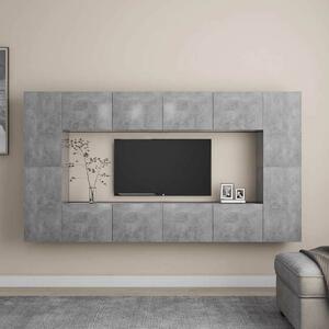 8 részes betonszürke forgácslap tv-szekrényszett