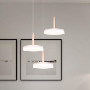 Trio Lighting LED-es függőlámpa Celeste, fehér/barna, Ø 35 cm 3-lámpás üveg dim, dimmelhető, Fehér / opál, Nappali / Étkező, Üveg, Modern