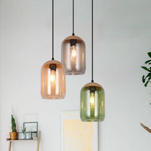 Trio Lighting Cork függőlámpa, többszínű, Ø 30 cm, 3-as lámpa, üveg/parafa, dimmelhető, Többszínű, Nappali / Étkező, Üveg, Modern