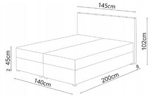 Franciaágy Boxspring 140x200 cm Waller (ágyráccsal és matraccal) (rózsaszín). 1007719