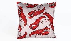 Lobster rózsaszín bársonypárna homárral, 45 x 45 cm - Velvet Atelier
