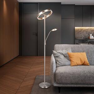 Trio Lighting LED állólámpa Willis, nikkel, magasság 180 cm, fém CCT fényerőszabályzóval, dimmelhető, Alu / szürke / cink, Nappali / Étkező, fém, Modern