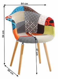KONDELA Fotel, anyag patchwork/bükk, KADIR NEW TIP 1