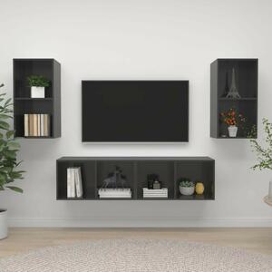 VidaXL Falra Szerelhető TV Szekrény Szett - 4 db - Magasfényű Szürke