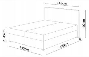 Franciaágy Boxspring 140x200 cm Karum (ágyráccsal és matraccal) (rózsaszín). 1007771