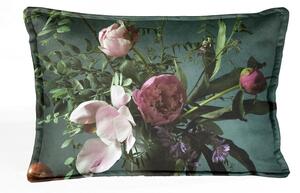 Bodegon zöld bársonypárna virágmintával, 50 x 35 cm - Velvet Atelier