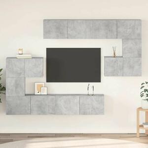 Modern TV-Szekrény Szett - Beton Szürke - 8 részes