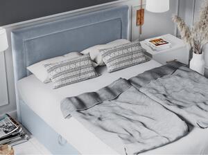 Világoskék boxspring ágy tárolóhellyel 160x200 cm Yucca – Mazzini Beds