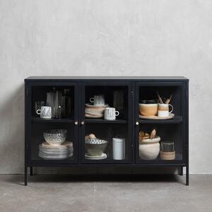 Fekete fém tálalószekrény 132x85 cm Carmel – Unique Furniture
