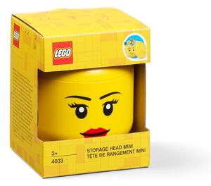 Sárga fej alakú tárolódoboz, lány, 10,5 x 10,6 x 12 cm - LEGO®