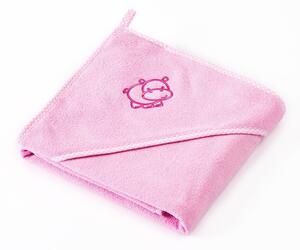 Kapucnis fürdőlepedő 80*80 cm - viziló rózsaszín