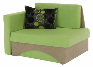 Kanapé fotel ágyfunkcióval, zöld+bézs színű, bal oldali kivitel, KUBOS