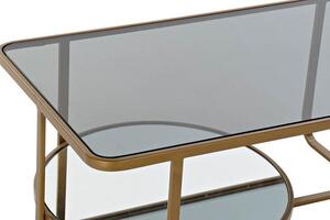 Asztal kávé-s fém üveg 90x50x35 matt aranyozott