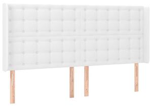 Fehér műbőr fejtámla szárnyakkal 203x16x118/128 cm
