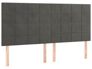 4 db Sötétszürke Bársony Ágyfejtámla - 100x5x78/88 cm
