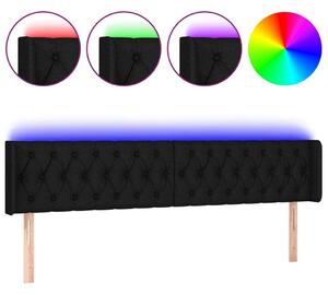 Fekete szövet led-es fejtámla 203 x 16 x 78/88 cm